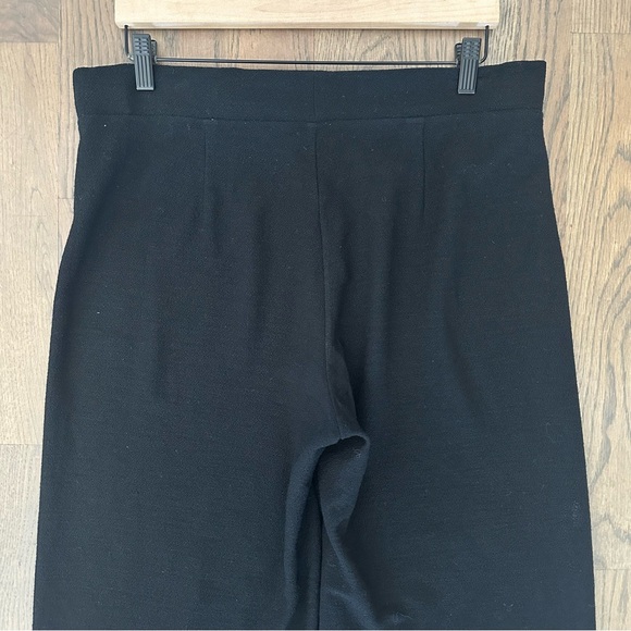SOLD Eileen Fisher 100% Wool Boucle Knit High Waist Straight Leg Pant Black M - Picture 7 of 9